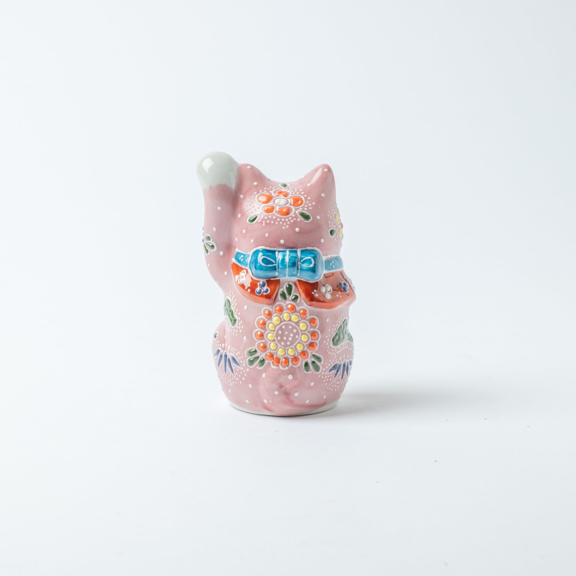 Choho Kiln Pink Mori Kutani Lucky Cat 3.7in - MUSUBI KILN - Quality Japanese Tableware and Gift