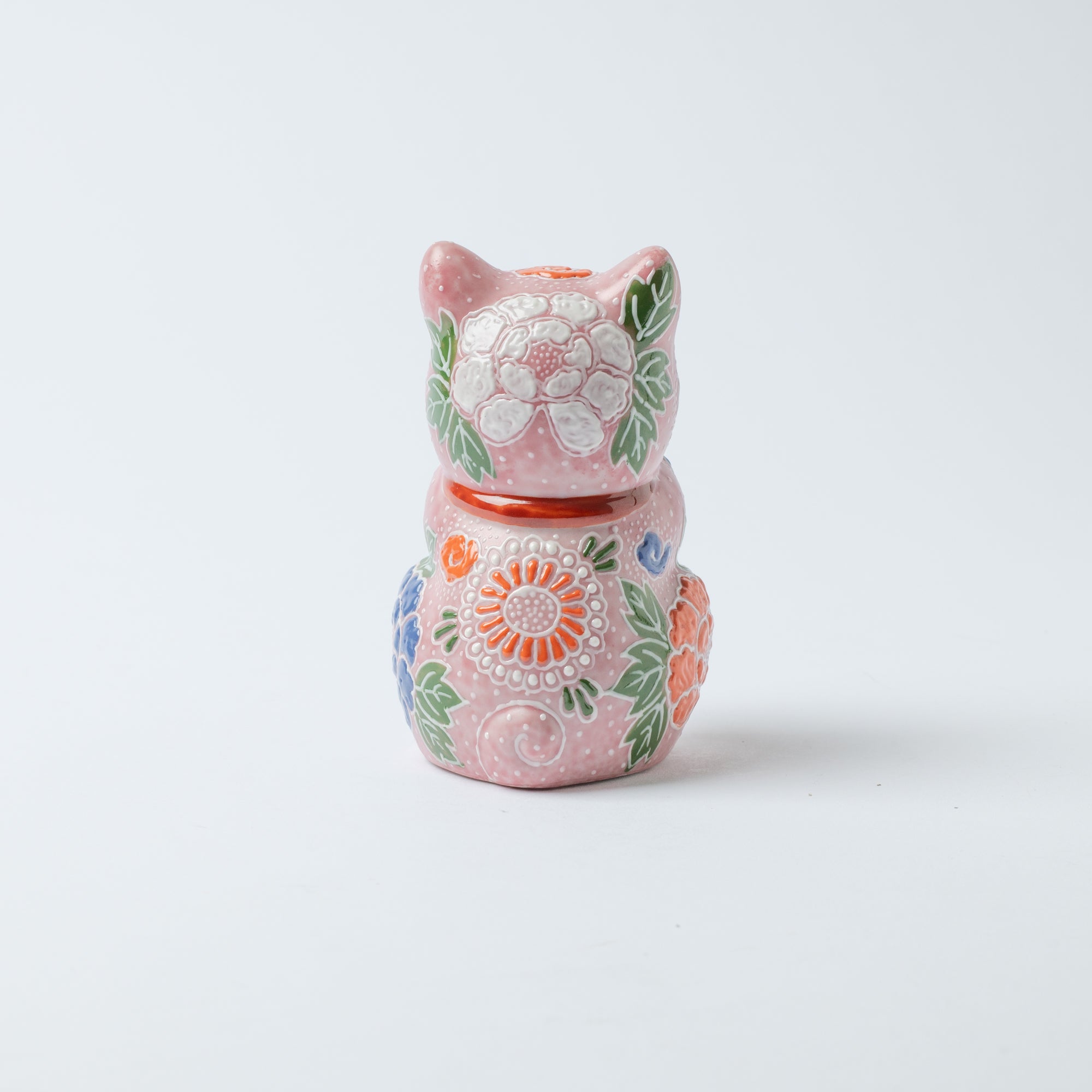 Choho Kiln Pink Mori Oinori Neko Kutani Lucky Cat 4.5in - MUSUBI KILN - Quality Japanese Tableware and Gift