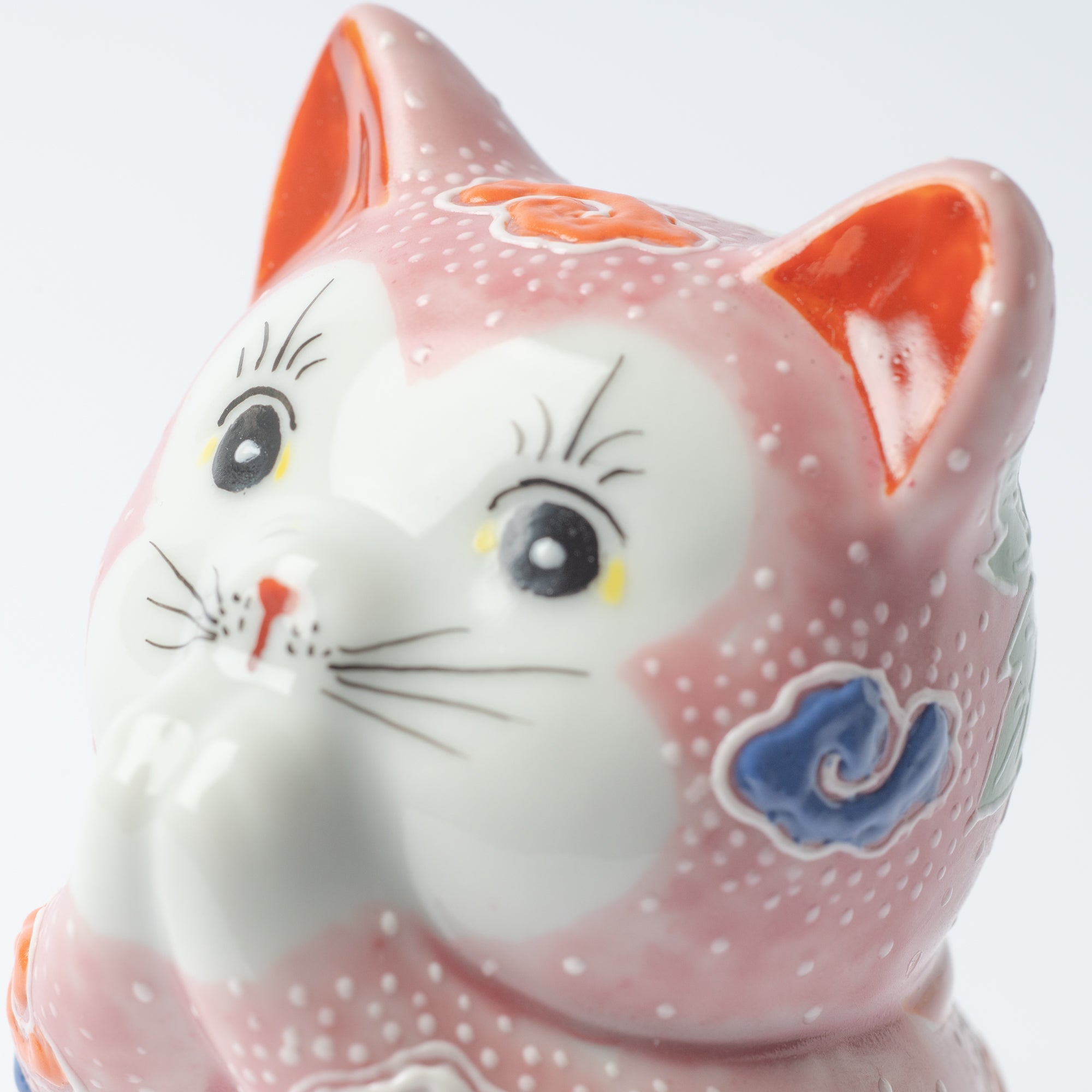 Choho Kiln Pink Mori Oinori Neko Kutani Lucky Cat 4.5in - MUSUBI KILN - Quality Japanese Tableware and Gift