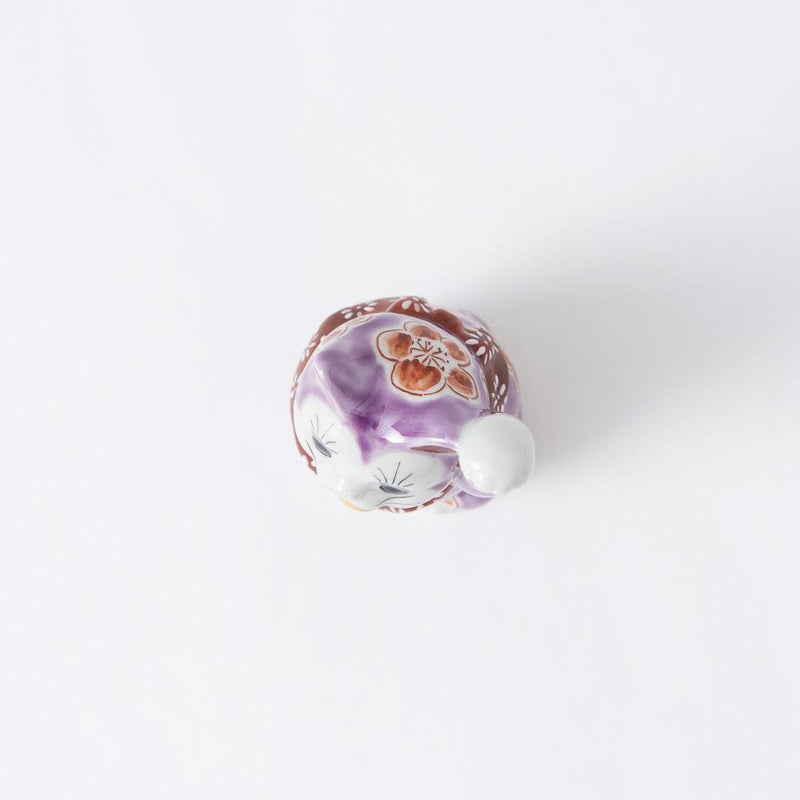 Choho Kiln Purple Sakura Kutani Lucky Cat - MUSUBI KILN - Quality Japanese Tableware and Gift