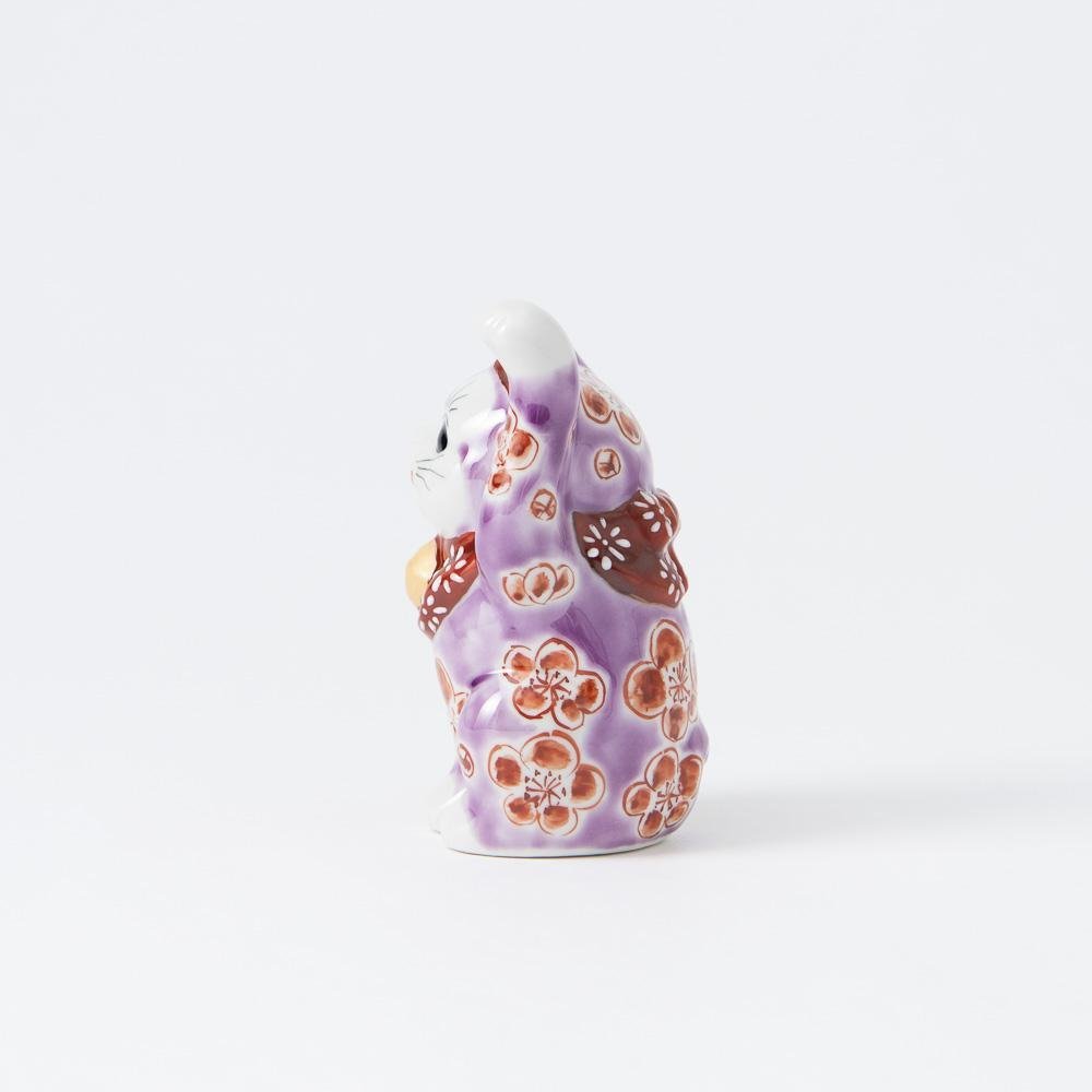 Choho Kiln Purple Sakura Kutani Lucky Cat - MUSUBI KILN - Quality Japanese Tableware and Gift