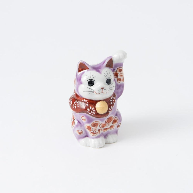 Choho Kiln Purple Sakura Kutani Lucky Cat - MUSUBI KILN - Quality Japanese Tableware and Gift