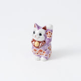 Choho Kiln Purple Sakura Kutani Lucky Cat - MUSUBI KILN - Quality Japanese Tableware and Gift