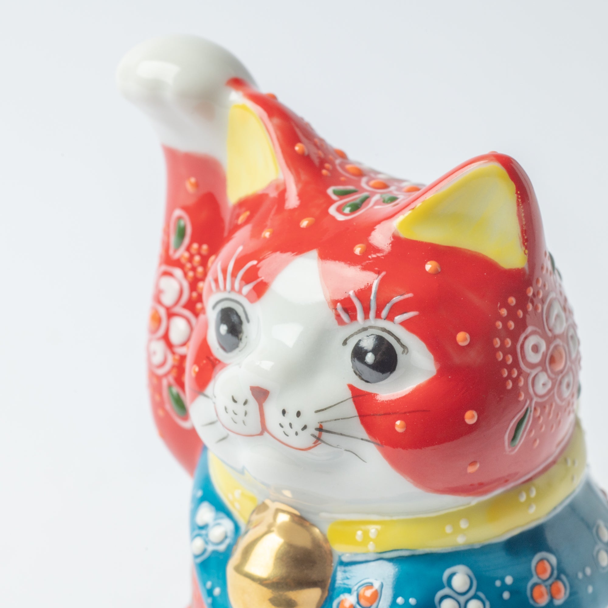 Choho Kiln Red Mori Kutani Lucky Cat 4.5in - MUSUBI KILN - Quality Japanese Tableware and Gift