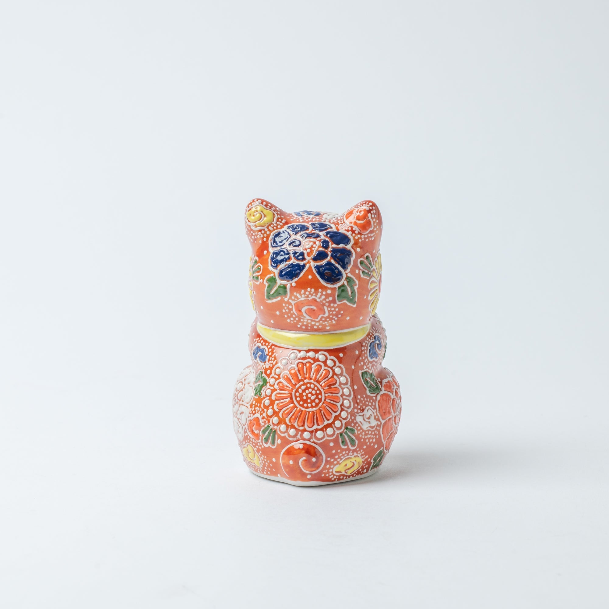 Choho Kiln Red Mori Oinori Neko Kutani Lucky Cat - MUSUBI KILN - Quality Japanese Tableware and Gift