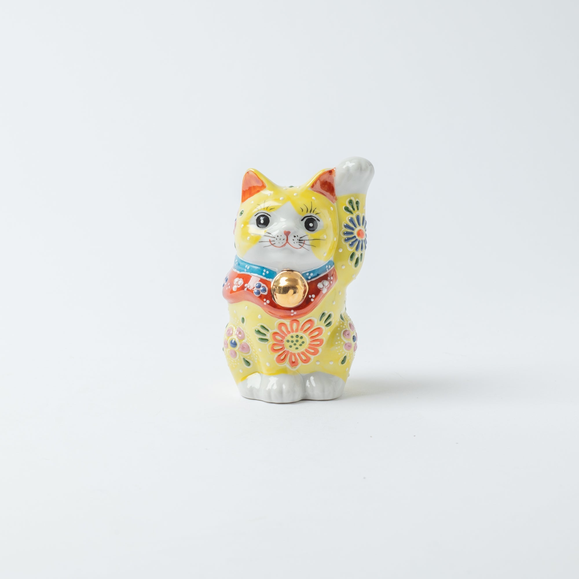 Choho Kiln Yellow Mori Kutani Lucky Cat 3.7in - MUSUBI KILN - Quality Japanese Tableware and Gift