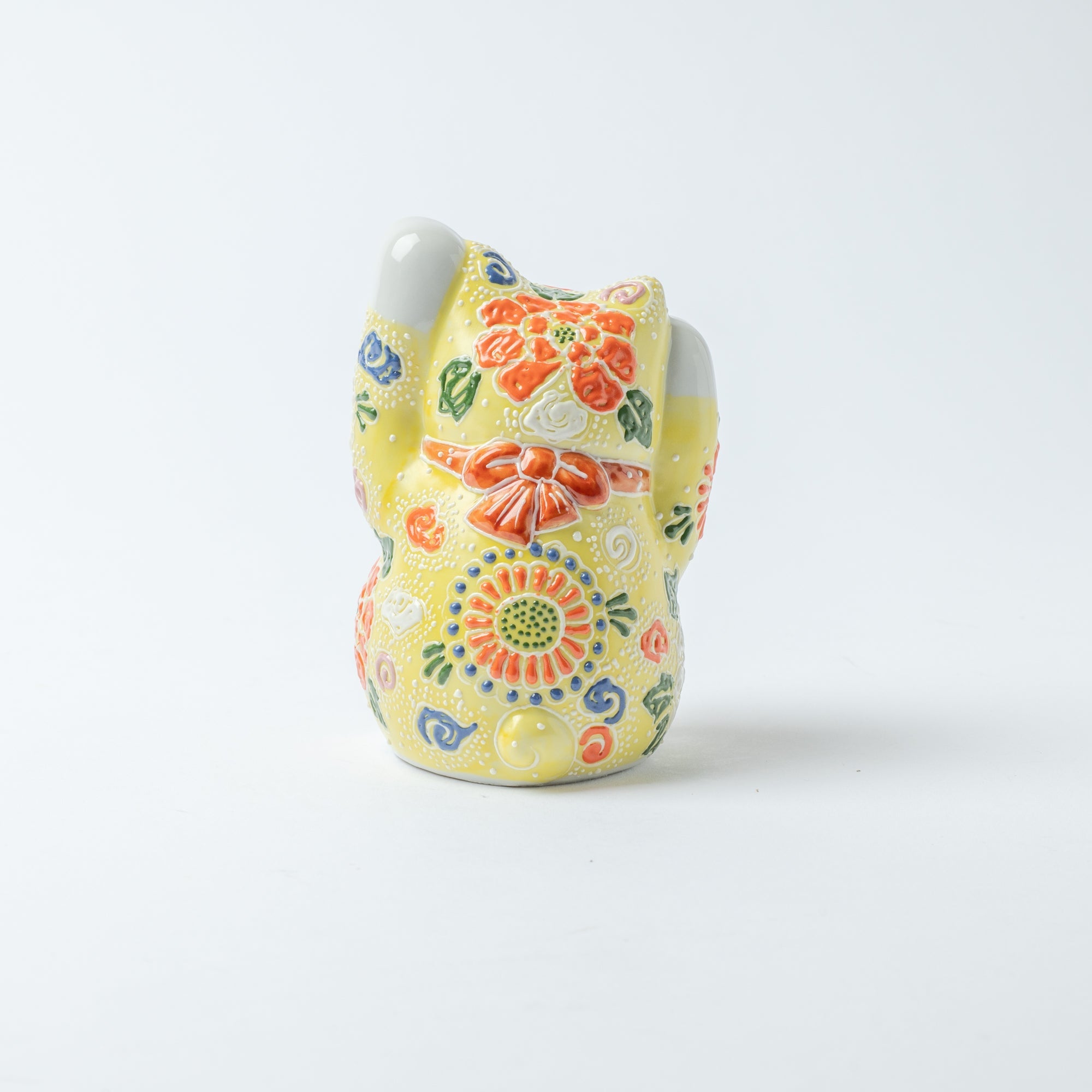 Choho Kiln Yellow Mori Kutani Lucky Cat - MUSUBI KILN - Quality Japanese Tableware and Gift