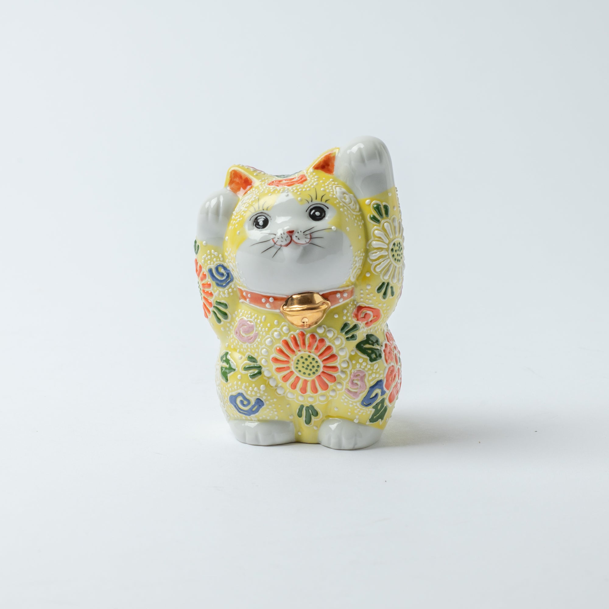 Choho Kiln Yellow Mori Kutani Lucky Cat - MUSUBI KILN - Quality Japanese Tableware and Gift