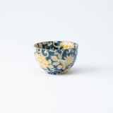 Colored Arabesque Navy Mino Ware Japanese Teacup - MUSUBI KILN - Quality Japanese Tableware and Gift