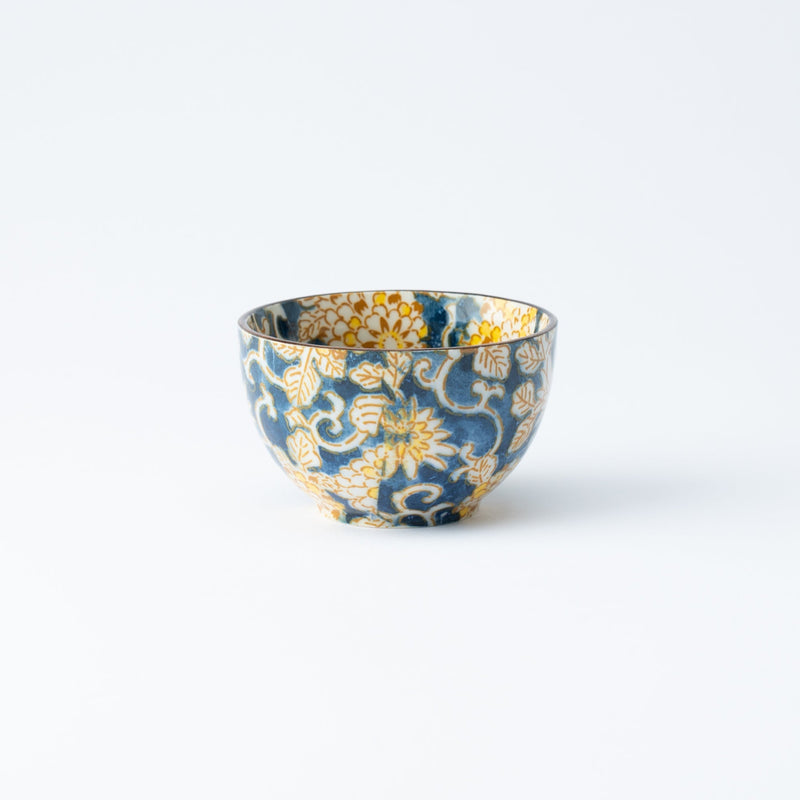 Colored Arabesque Navy Mino Ware Japanese Teacup - MUSUBI KILN - Quality Japanese Tableware and Gift