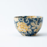 Colored Arabesque Navy Mino Ware Japanese Teacup - MUSUBI KILN - Quality Japanese Tableware and Gift