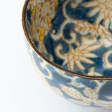 Colored Arabesque Navy Mino Ware Japanese Teacup - MUSUBI KILN - Quality Japanese Tableware and Gift