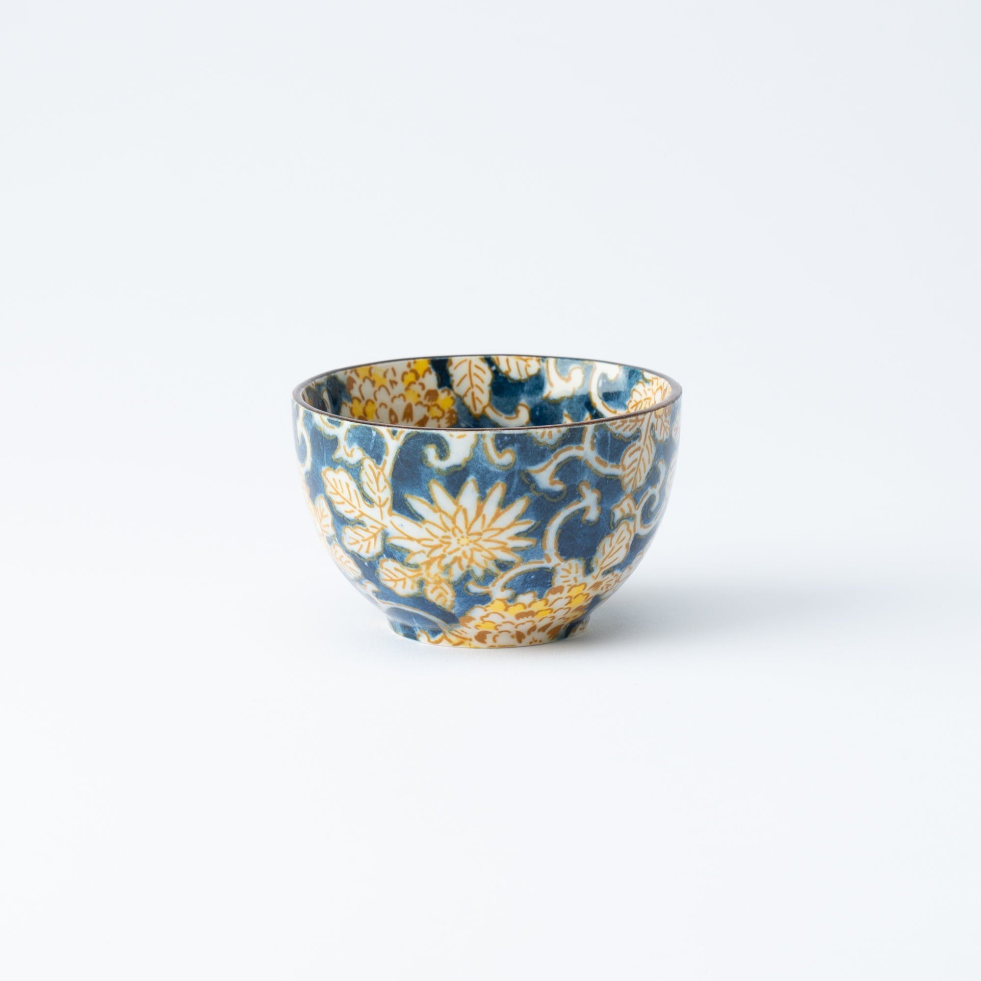 Colored Arabesque Navy Mino Ware Japanese Teacup - MUSUBI KILN - Quality Japanese Tableware and Gift