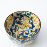 Colored Arabesque Navy Mino Ware Japanese Teacup - MUSUBI KILN - Quality Japanese Tableware and Gift