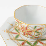 Dekomori Flower Basket Kutani Cup and Saucer - MUSUBI KILN - Quality Japanese Tableware and Gift