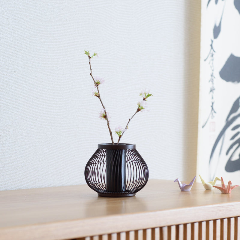 Drop Shape Suruga Bamboo Basketry Japanese Flower Vase - MUSUBI KILN - Quality Japanese Tableware and Gift