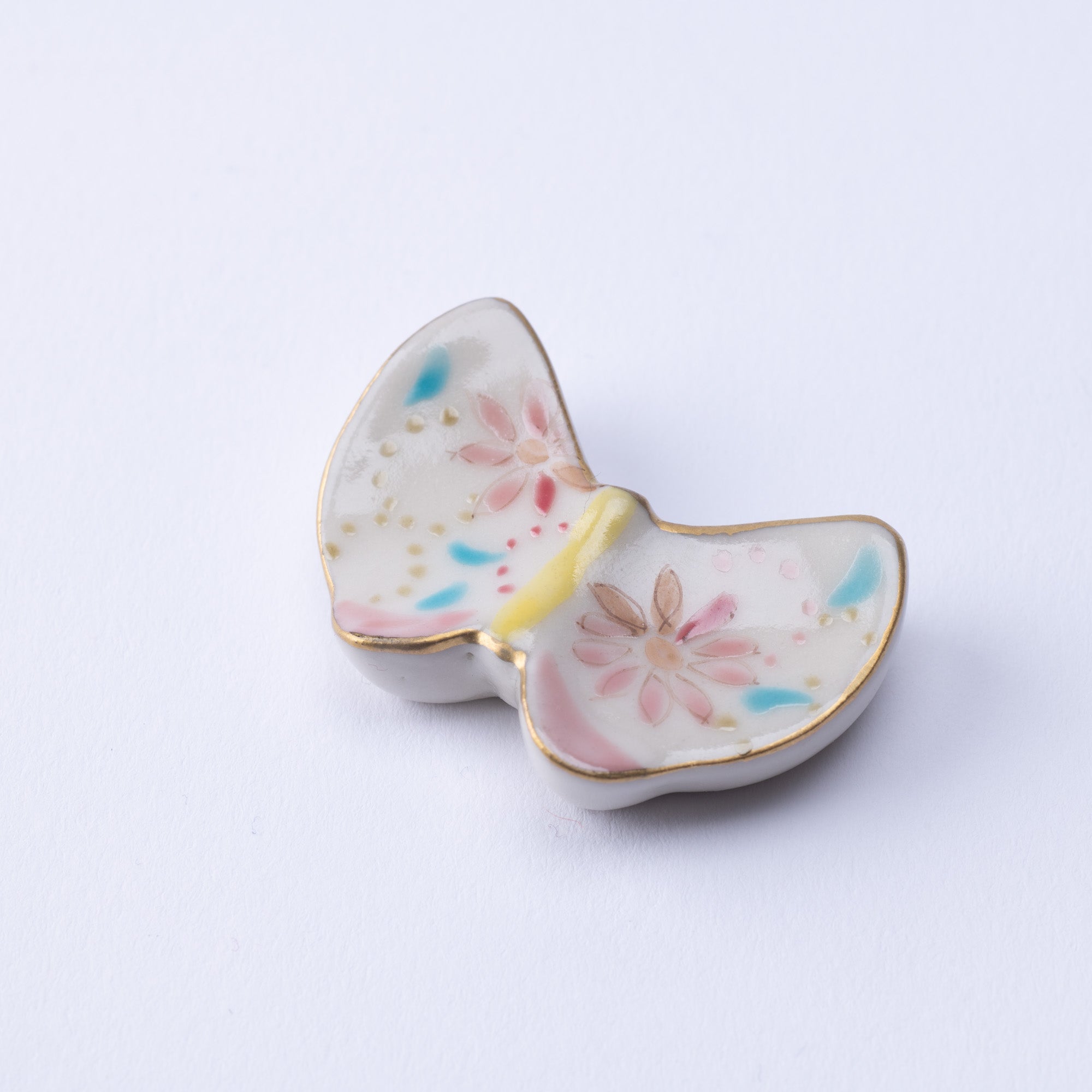 Flower Butterfly Kyo Ware Chopstick Rest Set - MUSUBI KILN - Quality Japanese Tableware and Gift