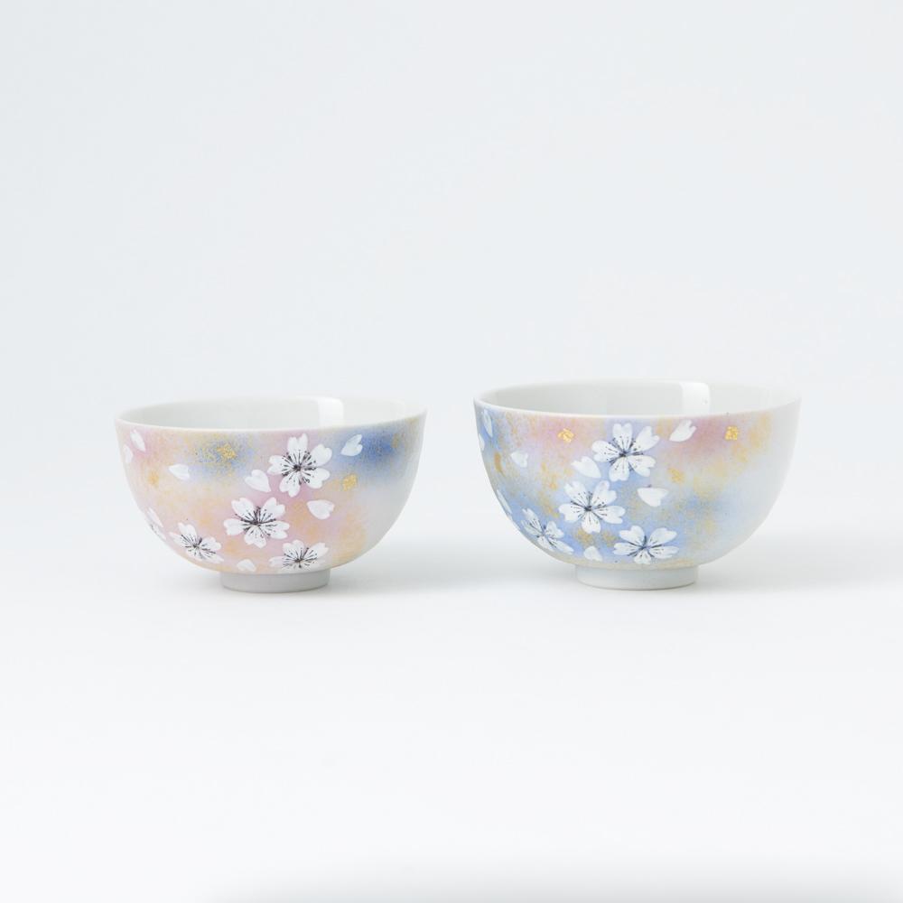 Flower Dance Kutani Japanese Rice Bowl Pair - MUSUBI KILN - Quality Japanese Tableware and Gift