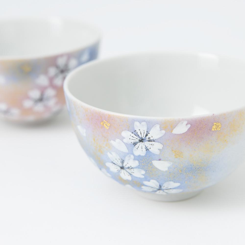 Flower Dance Kutani Japanese Rice Bowl Pair - MUSUBI KILN - Quality Japanese Tableware and Gift