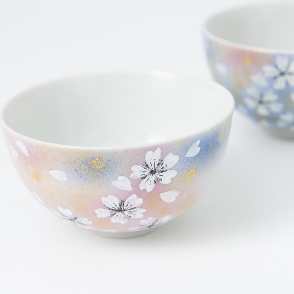 Flower Dance Kutani Japanese Rice Bowl Pair - MUSUBI KILN - Quality Japanese Tableware and Gift