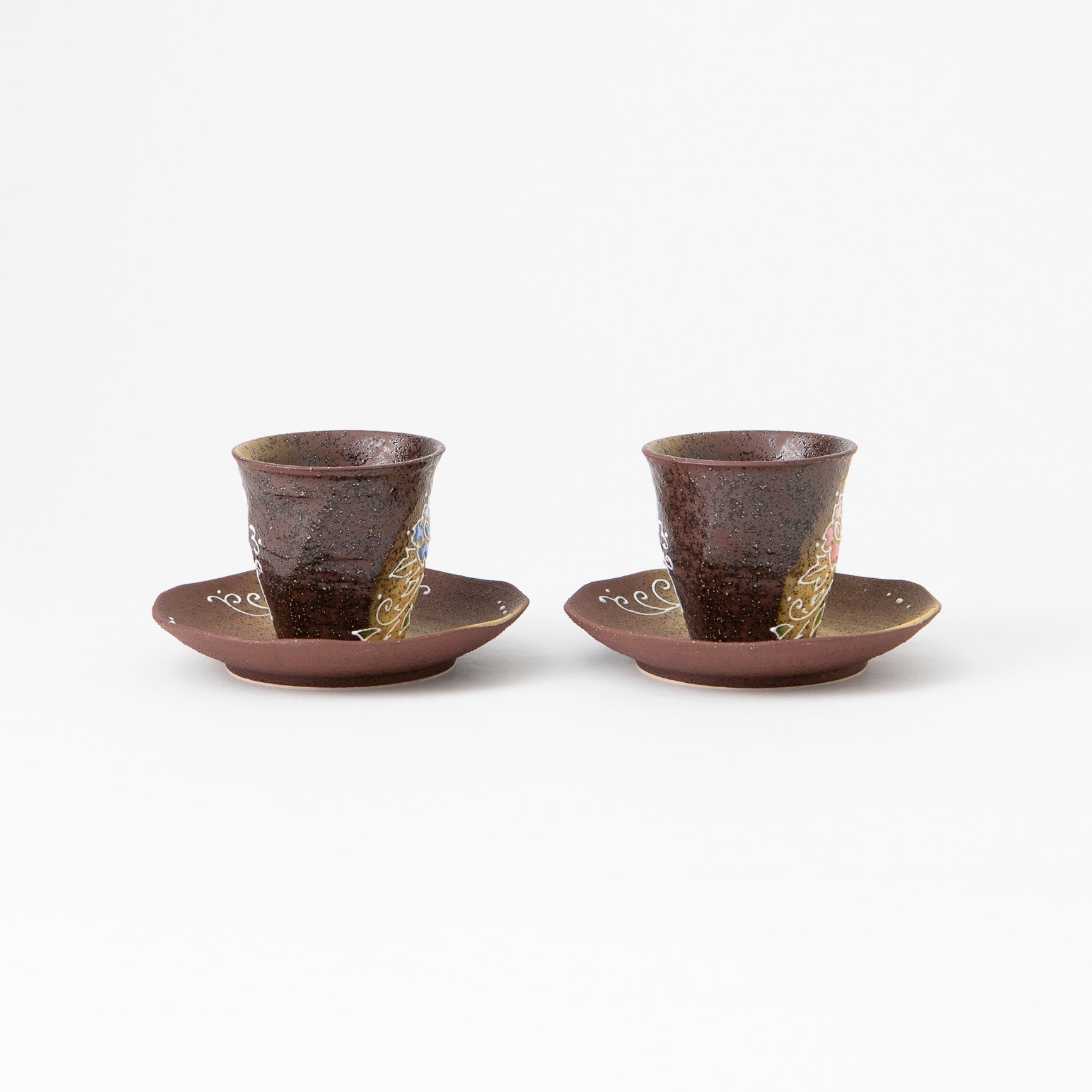 Flower Kutani Cup and Saucer Pair - MUSUBI KILN - Quality Japanese Tableware and Gift