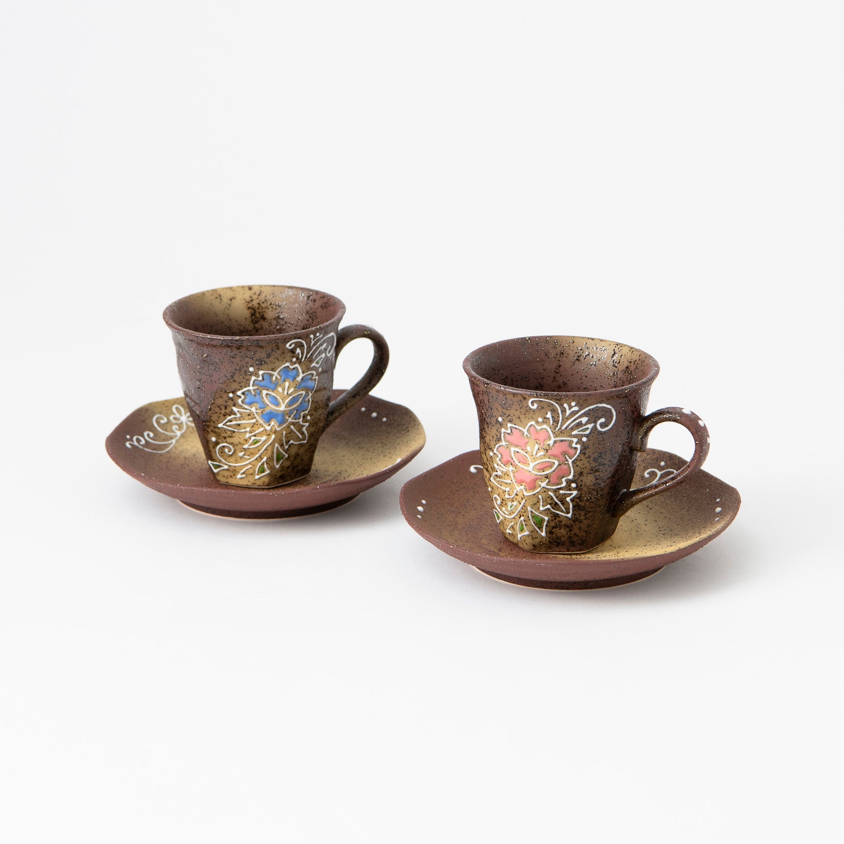 Flower Kutani Cup and Saucer Pair - MUSUBI KILN - Quality Japanese Tableware and Gift