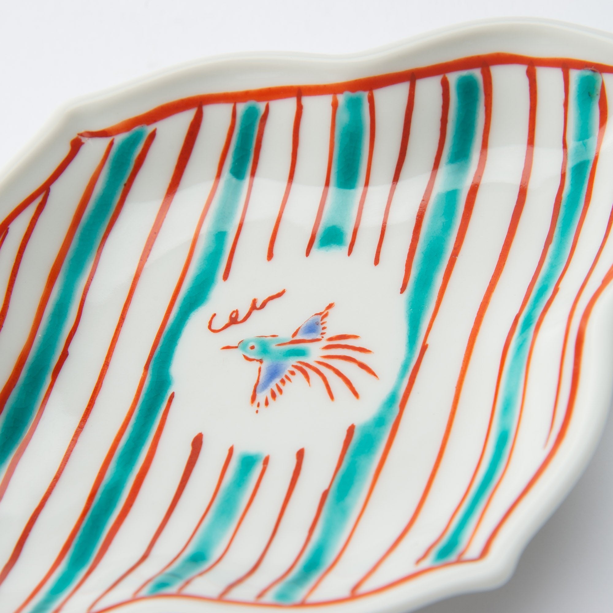 Flying Bird Kutani Diamond Shaped Side Plate - MUSUBI KILN - Quality Japanese Tableware and Gift