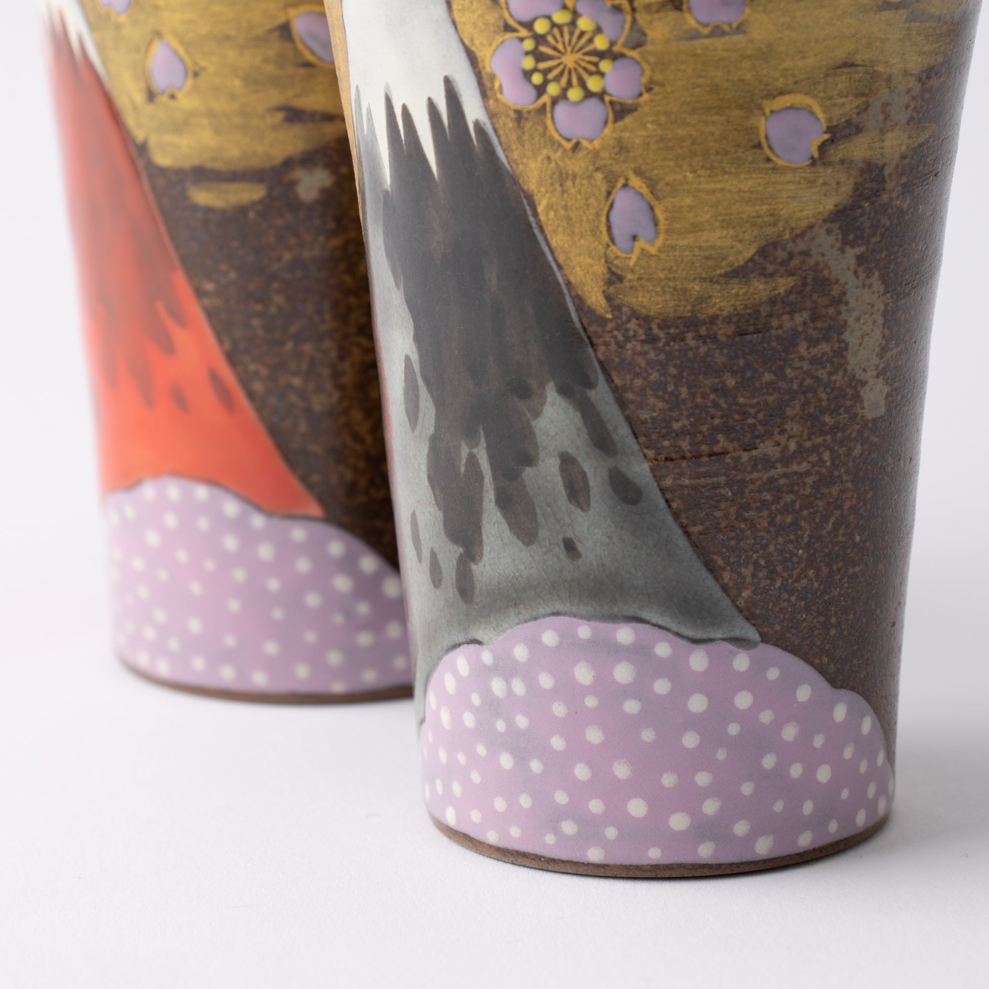 Fuji and Sakura Kutani Tumbler Pair - MUSUBI KILN - Quality Japanese Tableware and Gift