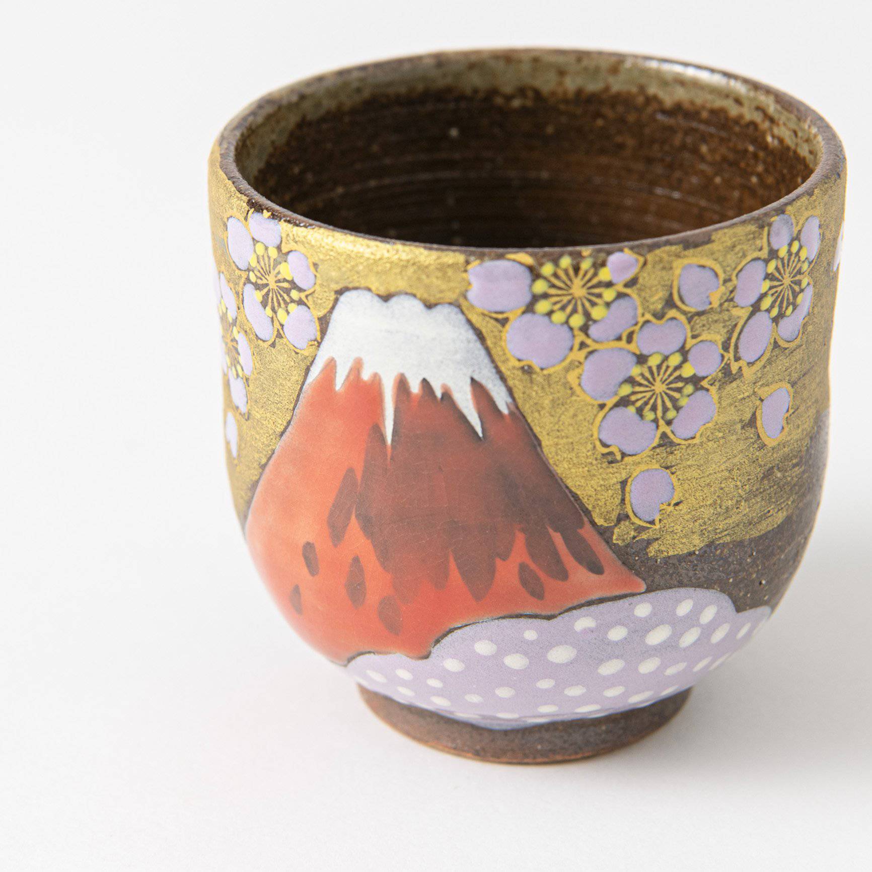 Fuji and Sakura Kutani Yunomi Japanese Teacup Pair - MUSUBI KILN - Quality Japanese Tableware and Gift