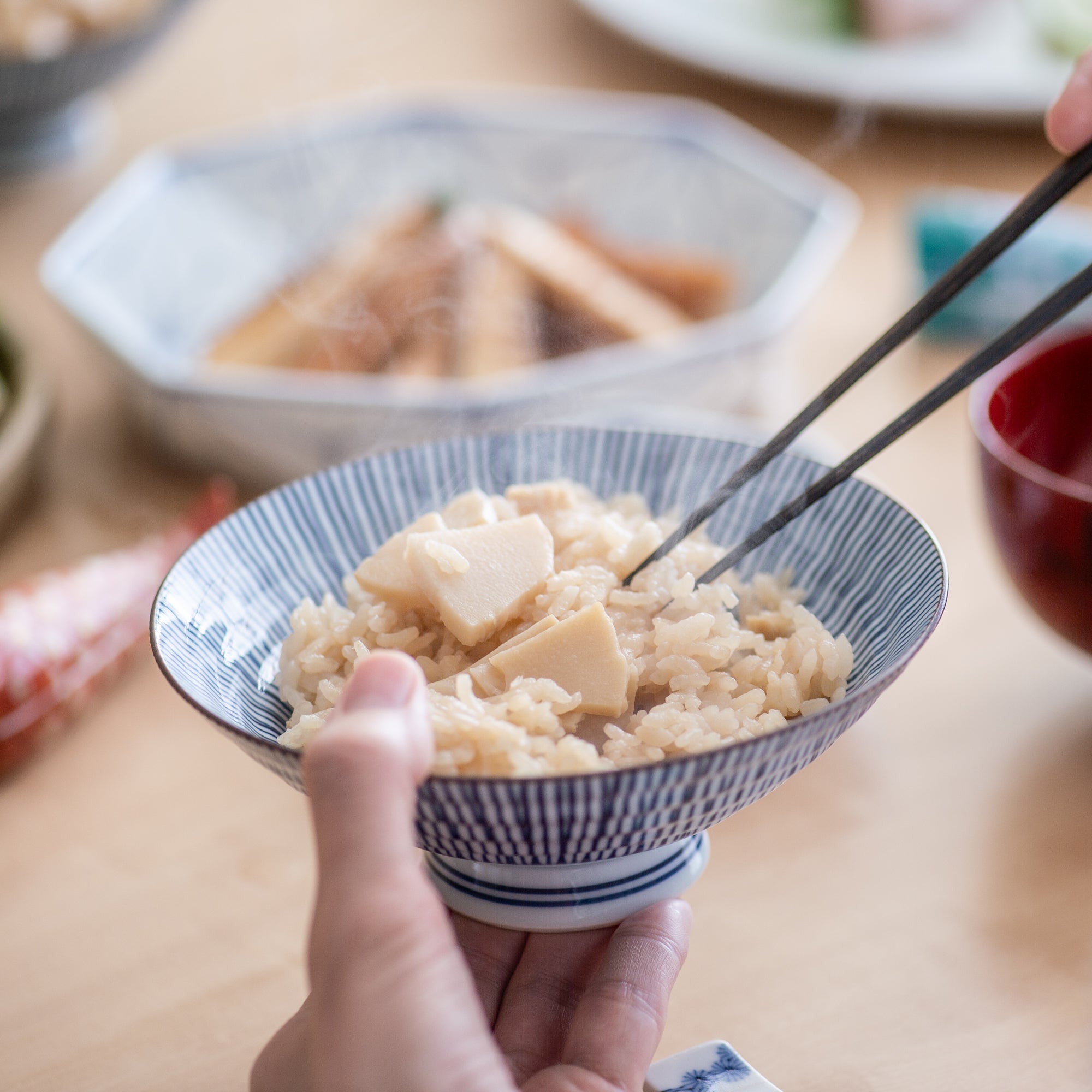 Fukuhou Kiln Tokusa Hasami Japanese Rice Bowl - MUSUBI KILN - Quality Japanese Tableware and Gift