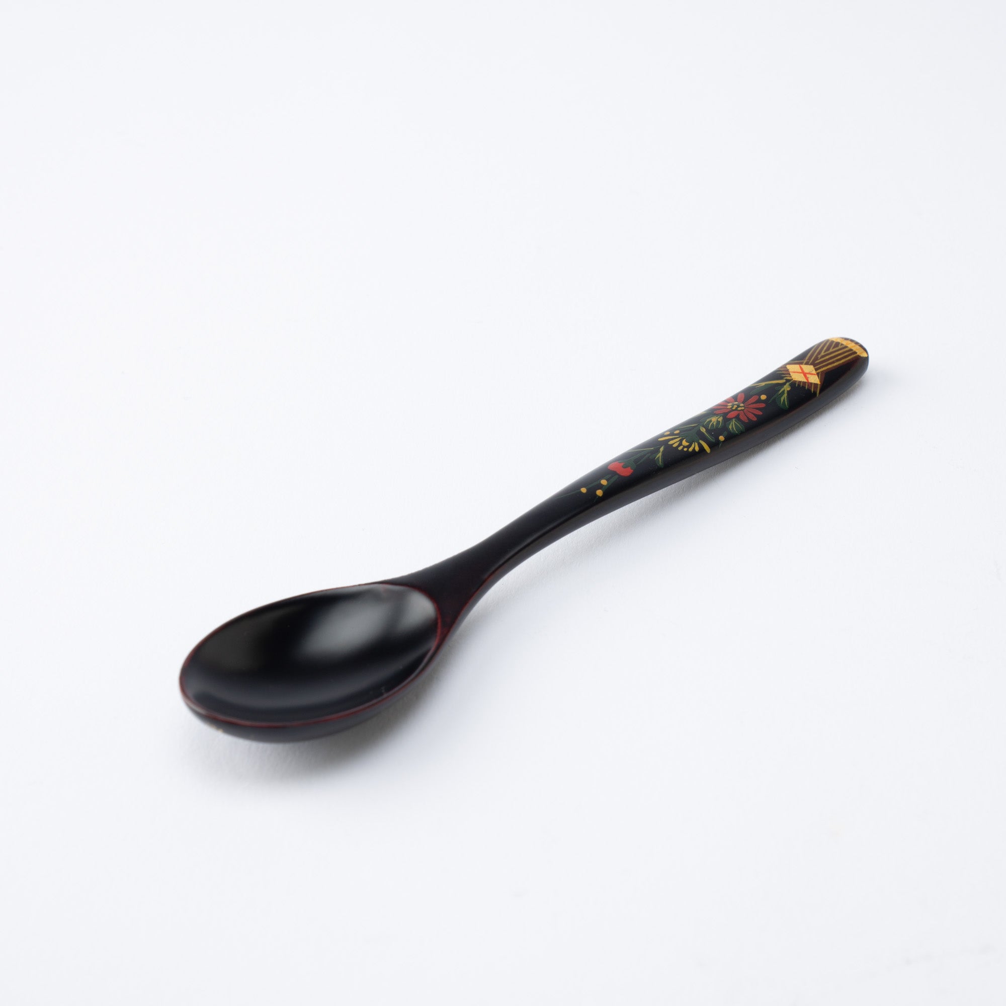 Fukunishi Sobe Chrysanthemum Aizu Lacquerware Dessert Spoon and Fork Set - MUSUBI KILN - Quality Japanese Tableware and Gift