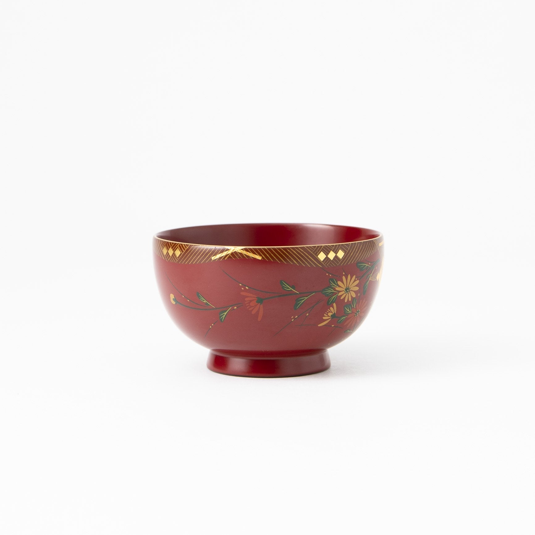 Fukunishi Sobe Chrysanthemum Aizu Lacquerware Soup Bowl - MUSUBI KILN - Quality Japanese Tableware and Gift