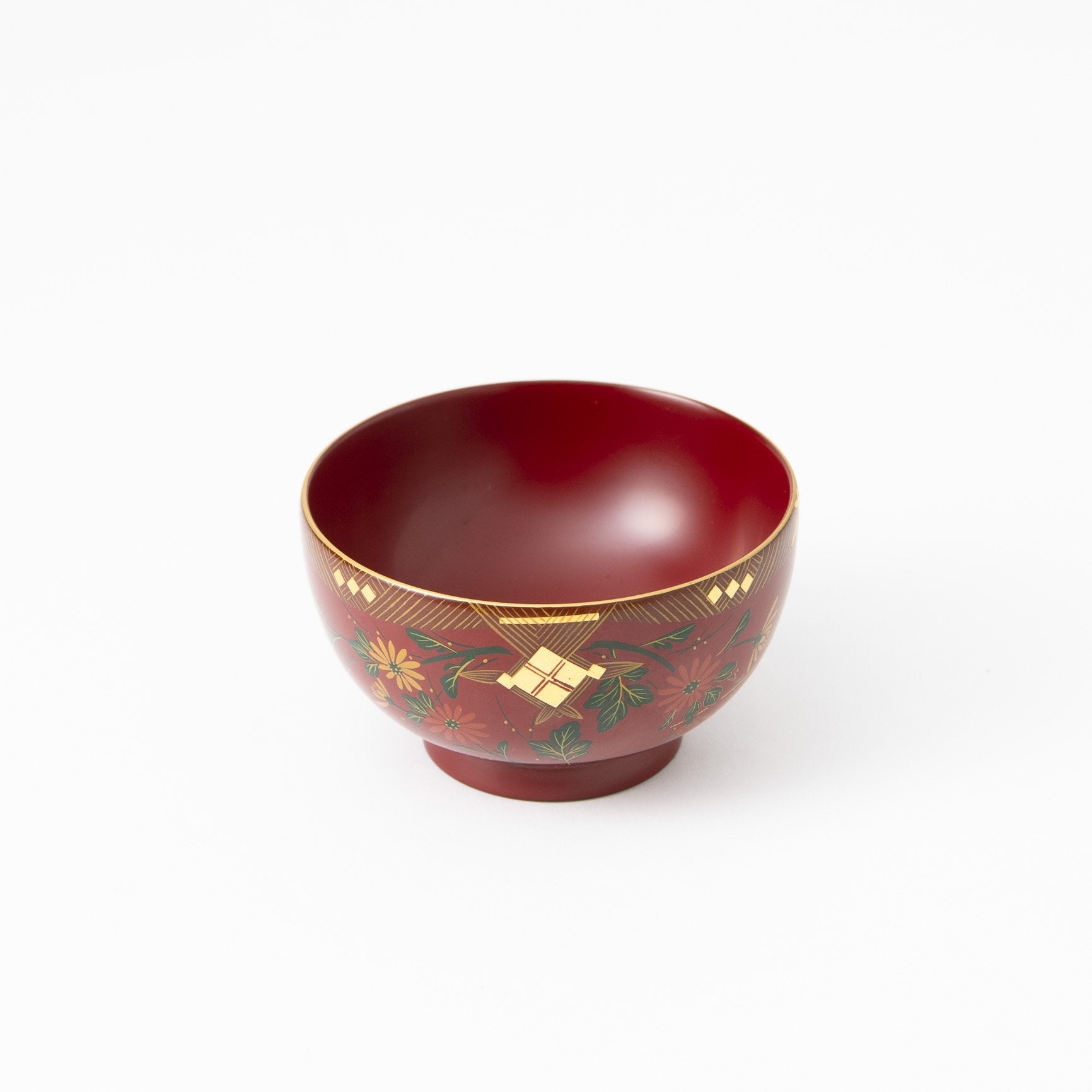 Fukunishi Sobe Chrysanthemum Aizu Lacquerware Soup Bowl - MUSUBI KILN - Quality Japanese Tableware and Gift