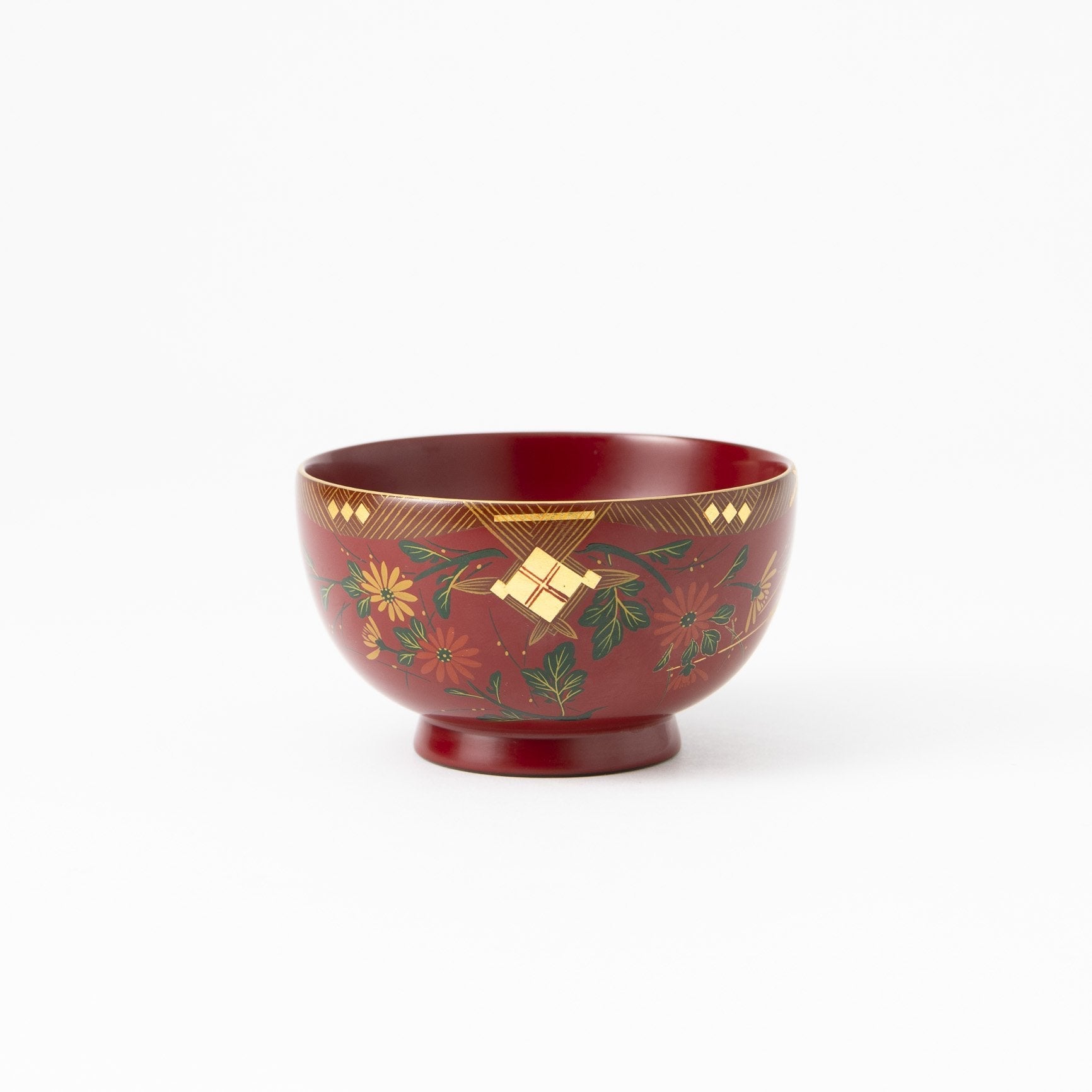 Fukunishi Sobe Chrysanthemum Aizu Lacquerware Soup Bowl - MUSUBI KILN - Quality Japanese Tableware and Gift