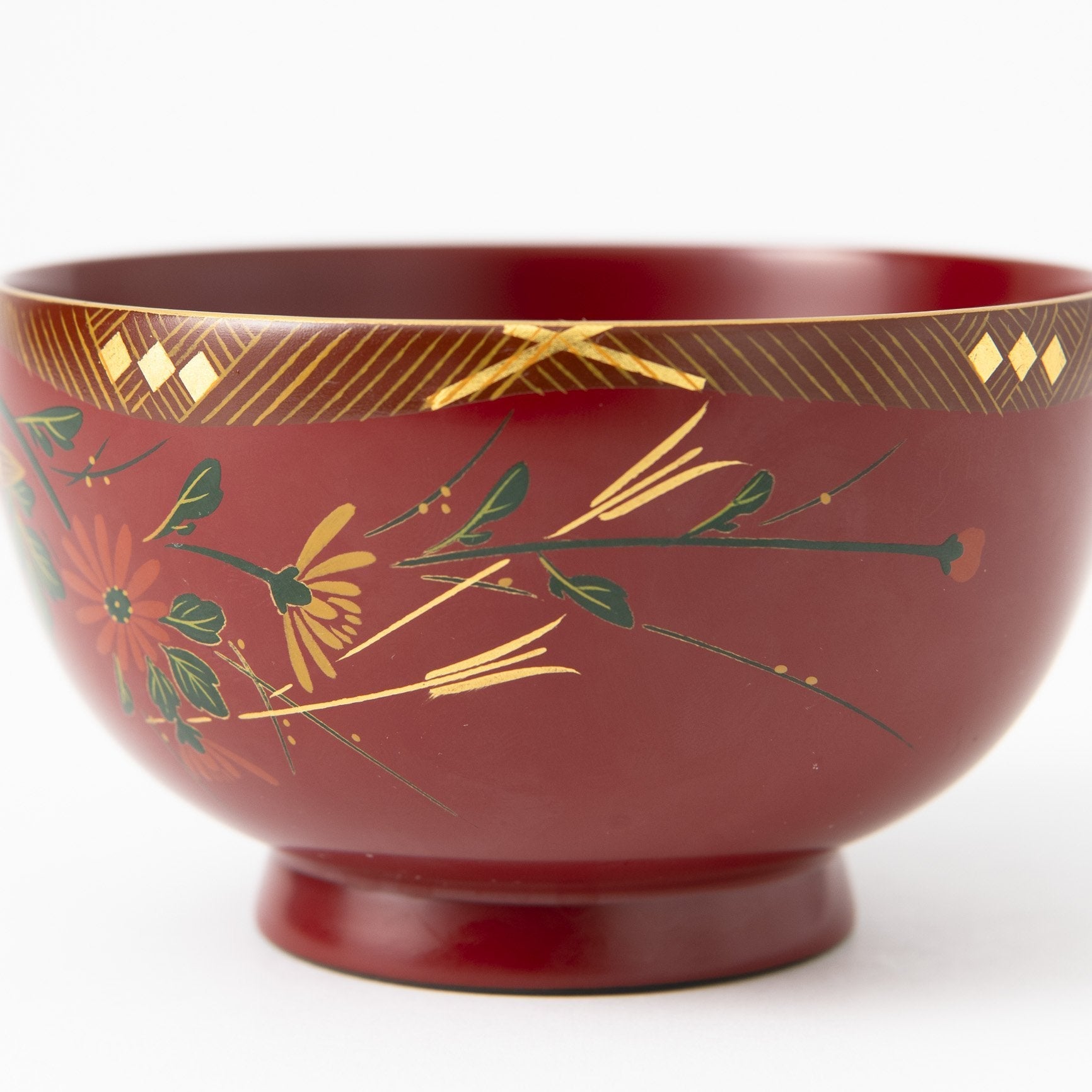 Fukunishi Sobe Chrysanthemum Aizu Lacquerware Soup Bowl - MUSUBI KILN - Quality Japanese Tableware and Gift