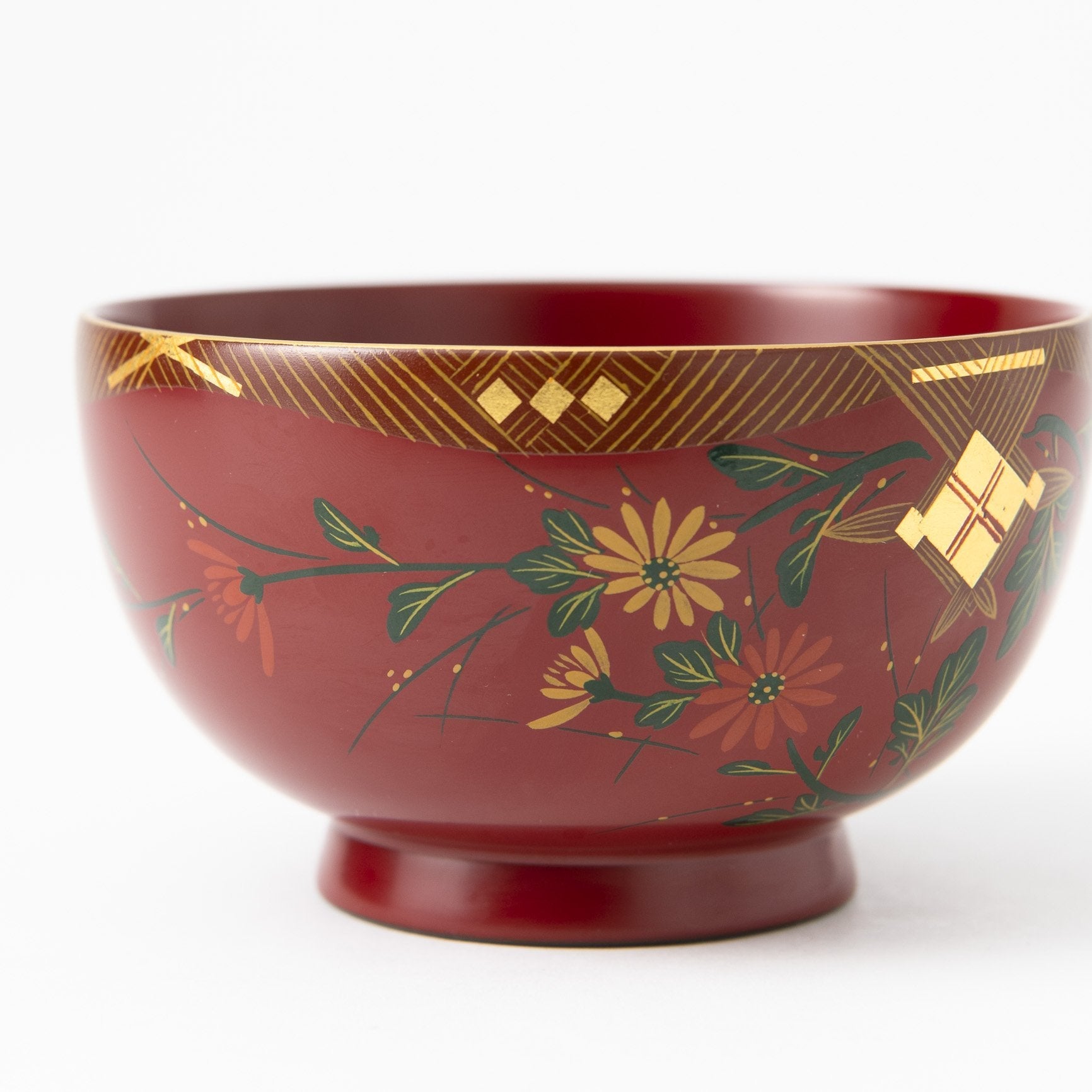 Fukunishi Sobe Chrysanthemum Aizu Lacquerware Soup Bowl - MUSUBI KILN - Quality Japanese Tableware and Gift