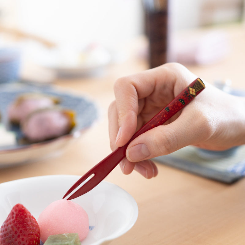 Fukunishi Sobe Pine, Bamboo and Plum Aizu Lacquerware Dessert Spoon and Fork Set - MUSUBI KILN - Quality Japanese Tableware and Gift