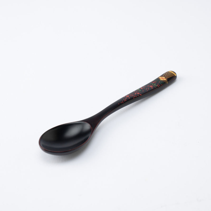 Fukunishi Sobe Pine, Bamboo and Plum Aizu Lacquerware Dessert Spoon and Fork Set - MUSUBI KILN - Quality Japanese Tableware and Gift