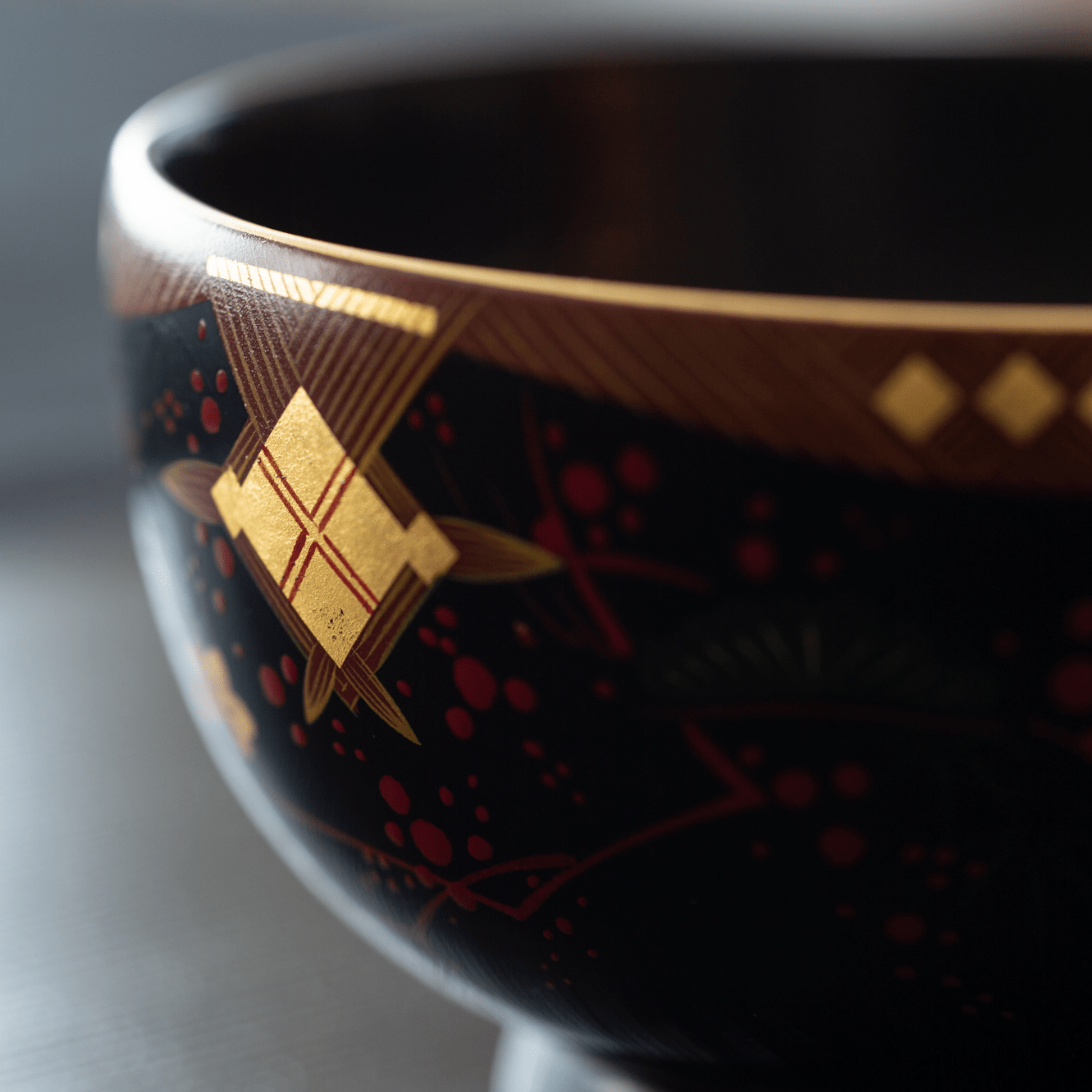 Fukunishi Sobe Pine, Bamboo and Plum Aizu Lacquerware Soup Bowl - MUSUBI KILN - Quality Japanese Tableware and Gift