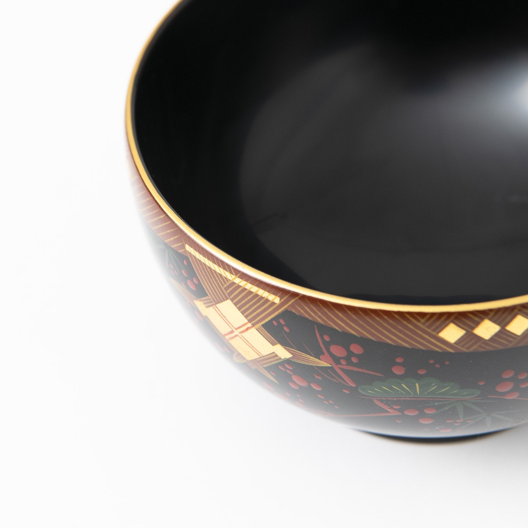 Fukunishi Sobe Pine, Bamboo and Plum Aizu Lacquerware Soup Bowl - MUSUBI KILN - Quality Japanese Tableware and Gift