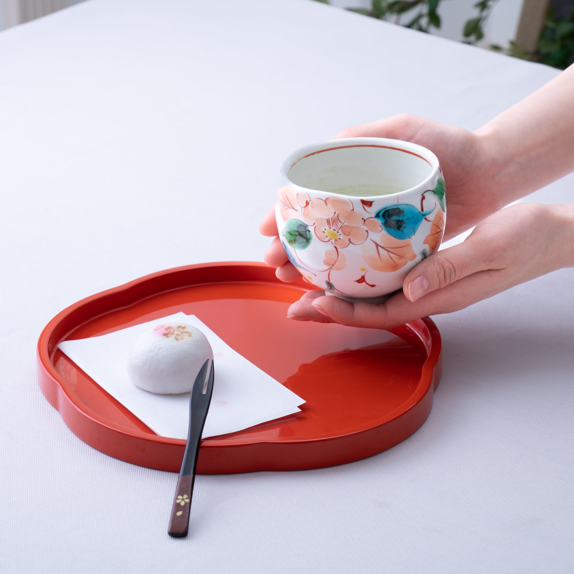 Fukunishi Sobe Plum - Shaped Aizu Lacquerware Tray - MUSUBI KILN - Quality Japanese Tableware and Gift