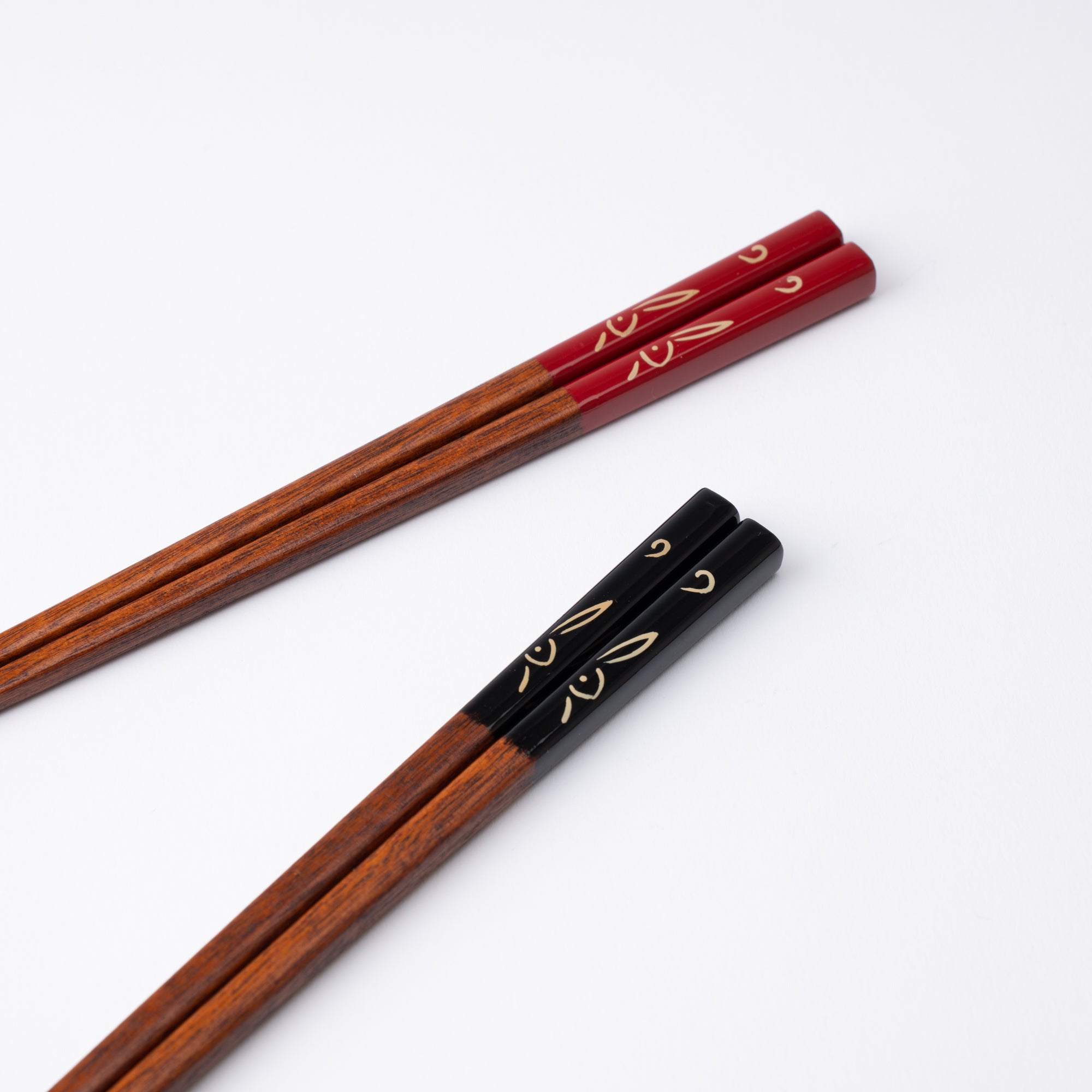 Fukunishi Sobe Rabbit Aizu Lacquerware Set of Two Pairs of Chopsticks 23 cm (9 in) and 21 cm (8.3 in) - MUSUBI KILN - Quality Japanese Tableware and Gift