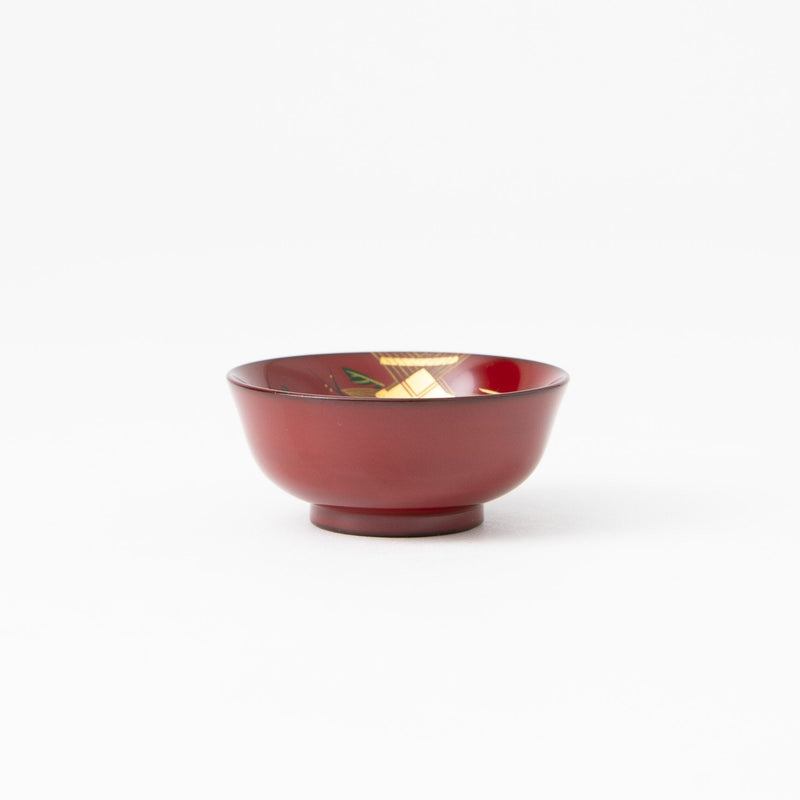 Fukunishi Sobe Red Chrysanthemum Aizu Lacquerware Guinomi Sake Cup - MUSUBI KILN - Quality Japanese Tableware and Gift