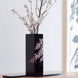 Fukunishi Sobe Sakura Aizu Lacquerware Flower Vase with Tray - MUSUBI KILN - Quality Japanese Tableware and Gift