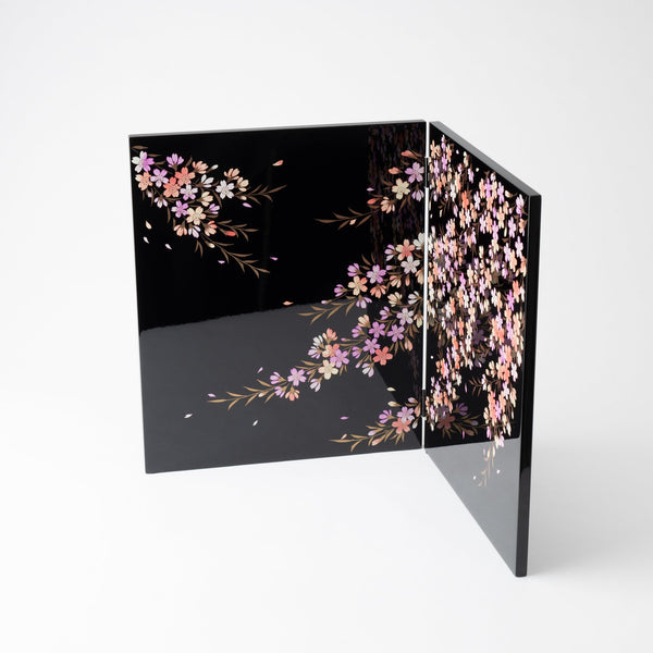 Fukunishi Sobe Sakura Aizu Lacquerware Folding Screen - MUSUBI KILN - Quality Japanese Tableware and Gift