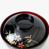 Fukunishi Sobe Sakura Aizu Lacquerware Soup Bowl with lid - MUSUBI KILN - Quality Japanese Tableware and Gift