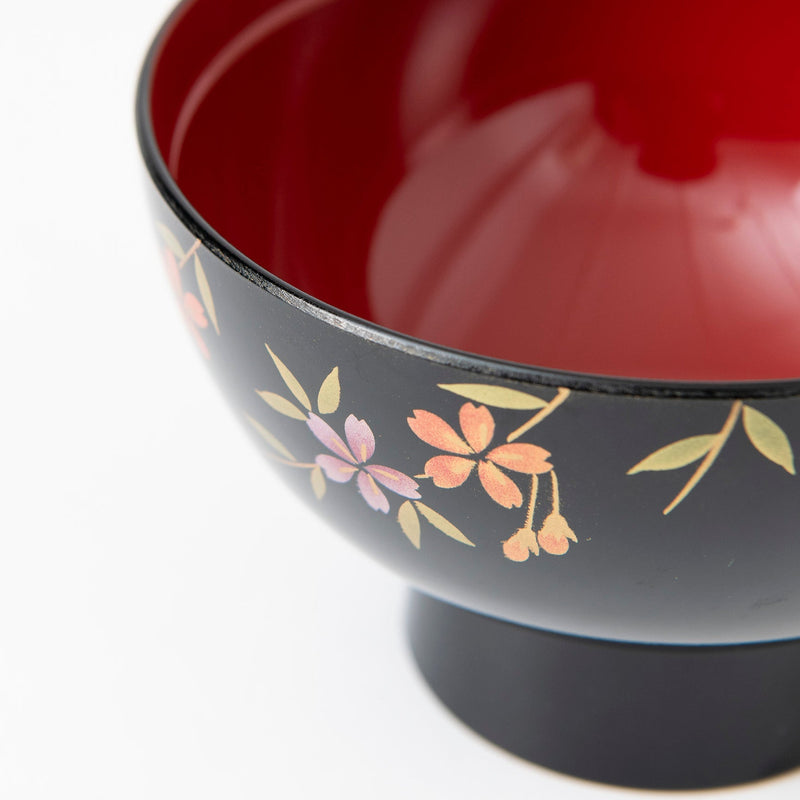 Fukunishi Sobe Sakura Aizu Lacquerware Soup Bowl with lid - MUSUBI KILN - Quality Japanese Tableware and Gift