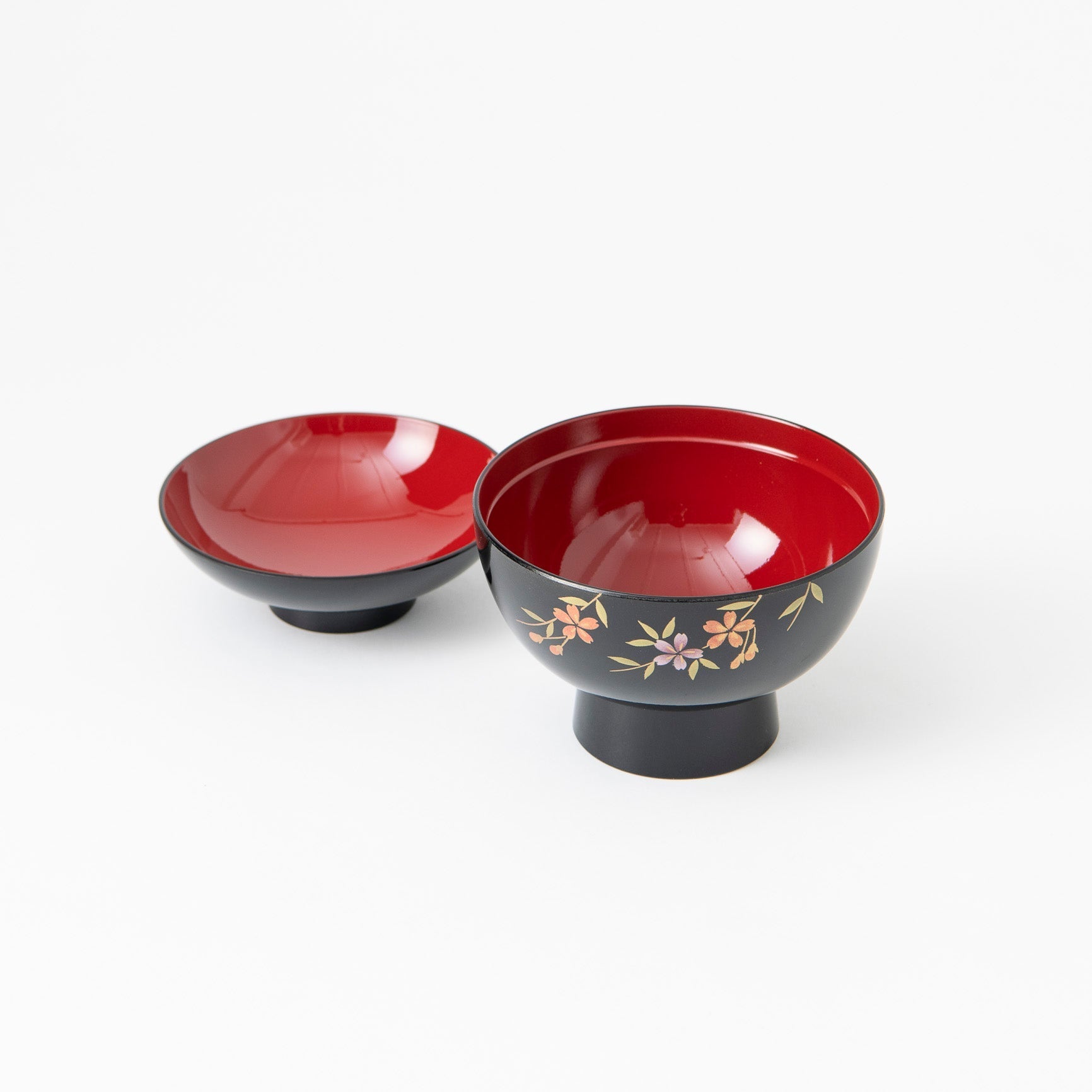 Fukunishi Sobe Sakura Aizu Lacquerware Soup Bowl with lid - MUSUBI KILN - Quality Japanese Tableware and Gift