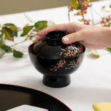 Fukunishi Sobe Sakura Aizu Lacquerware Soup Bowl with lid - MUSUBI KILN - Quality Japanese Tableware and Gift