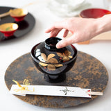 Fukunishi Sobe Spear Flower Aizu Lacquerware Soup Bowl with lid - MUSUBI KILN - Quality Japanese Tableware and Gift